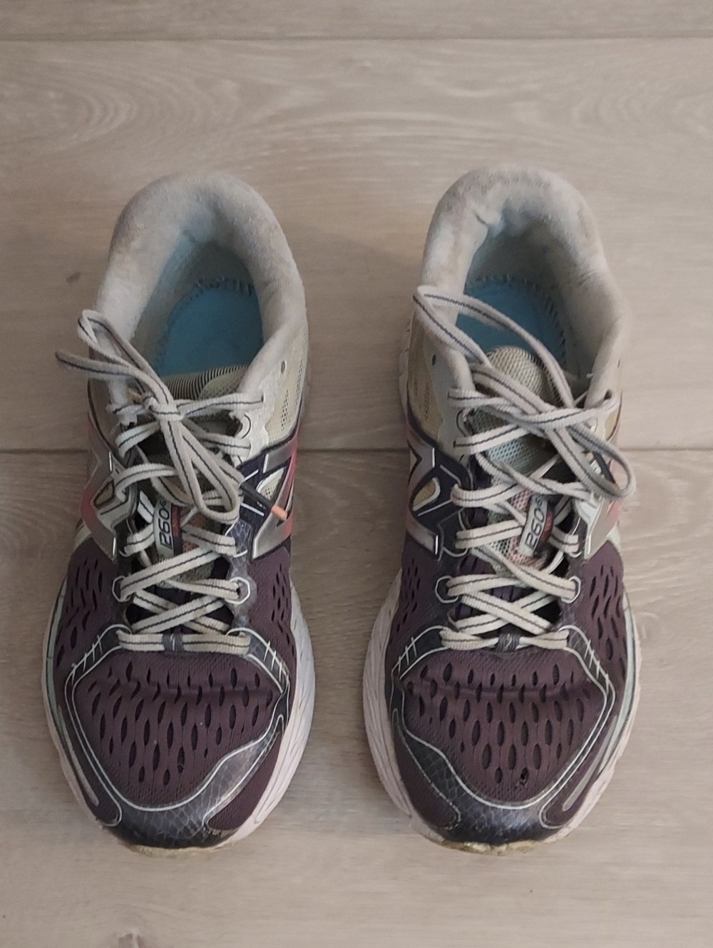 New Balance Women's Athletic Sneakers in Gray and Green with Pink Accents